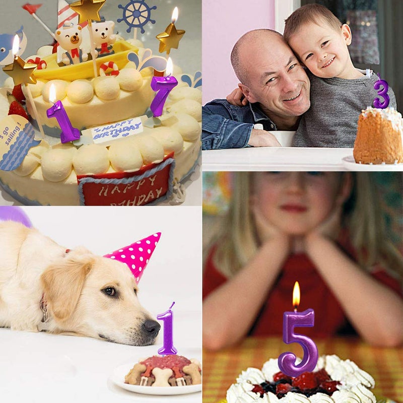 XNOVA 7th Birthday Candle Seven Years Purple Happy Birthday Number 7 Candles for Cake Topper Decoration for Party Kids Adults Numeral 70 47 27 37 77 75 - Image 5